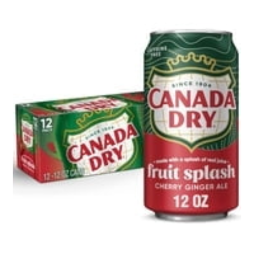 Canada Dry Cherry Gingerale Fruit Splash 12oz, Pack of 12