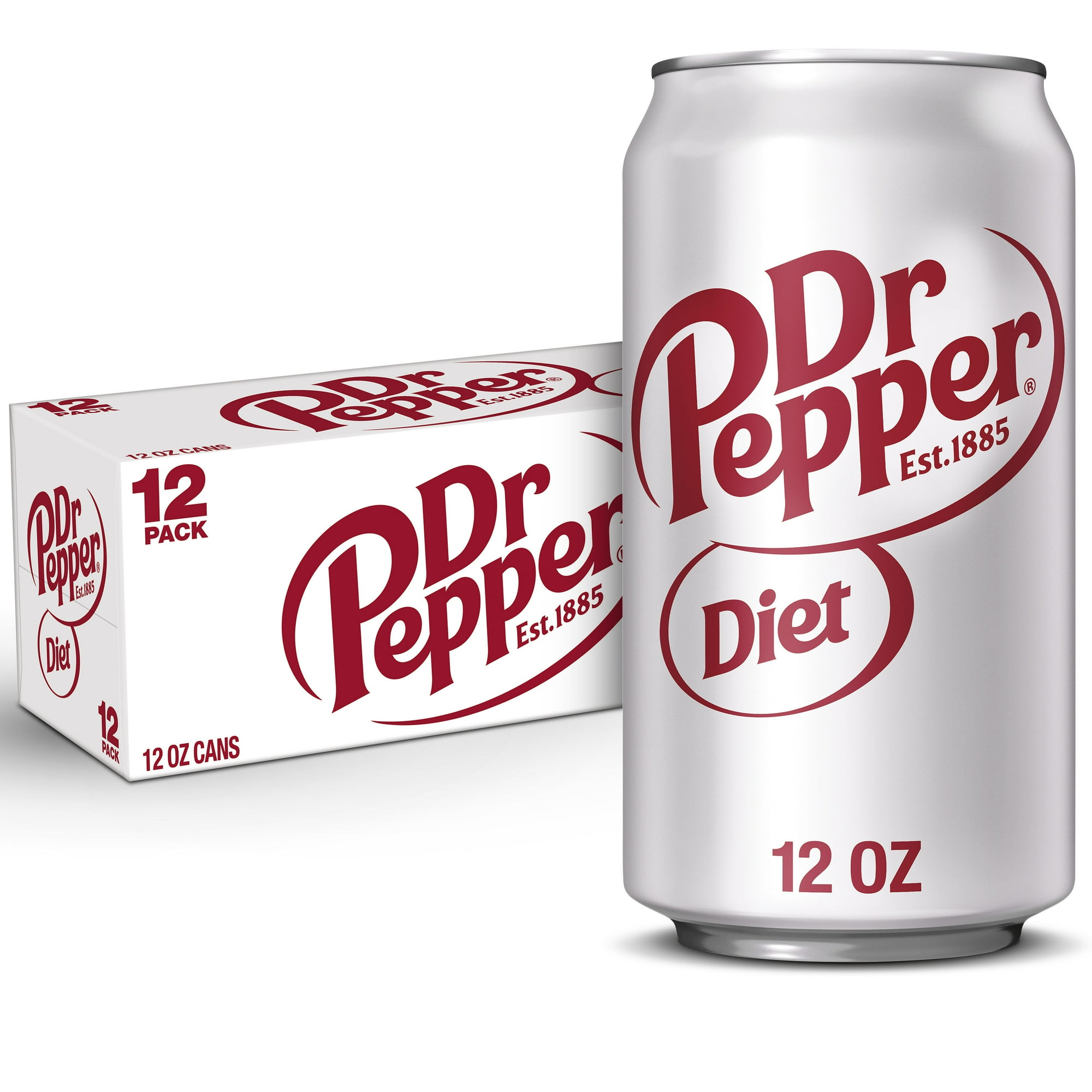 Diet Dr Pepper Soda Pop, 12 fl oz, 12 Pack Cans