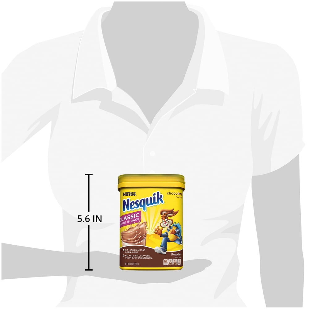 Nestle Nesquik Chocolate Flavor Powder Drink Mix, 10 oz, Can