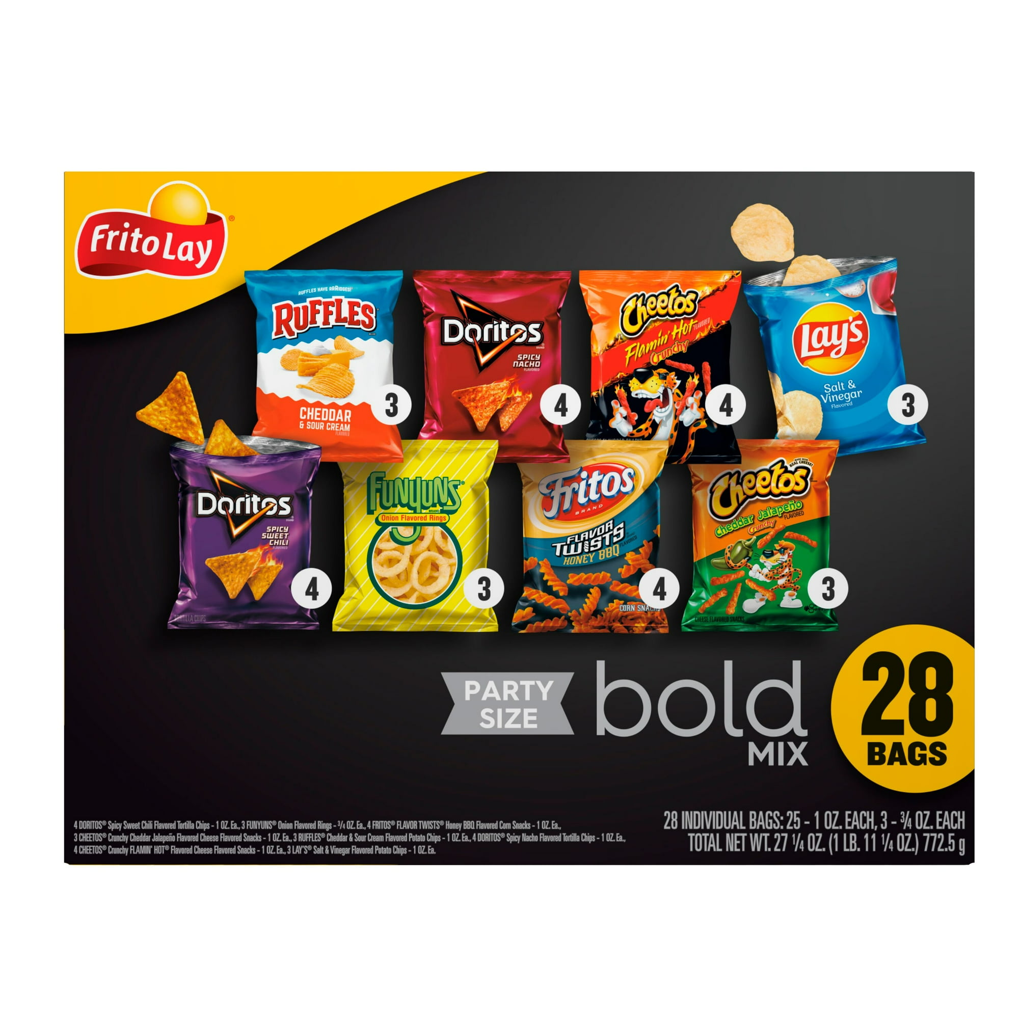 Frito-Lay Bold Mix Variety Pack Snack Chips, 28 Count Bags