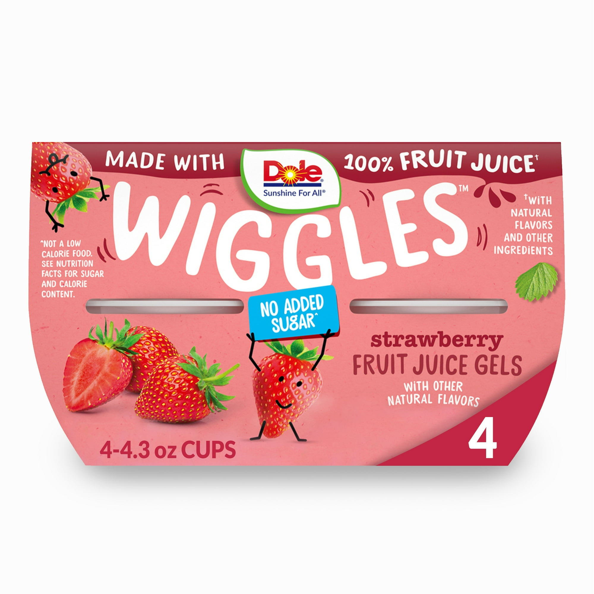 Dole Wiggles Strawberry Fruit Juice Gels, 4.3 oz (4 Cups)