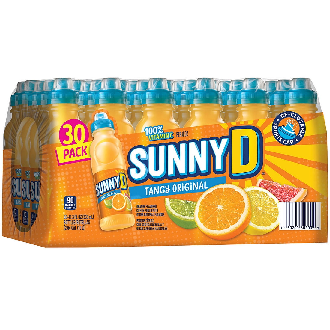 SunnyD Tangy Original Orange Flavored Citrus Punch 100% Vitamin C Fortified Drink in Sport Cap Bottle - 30 Pack (11.3 oz)