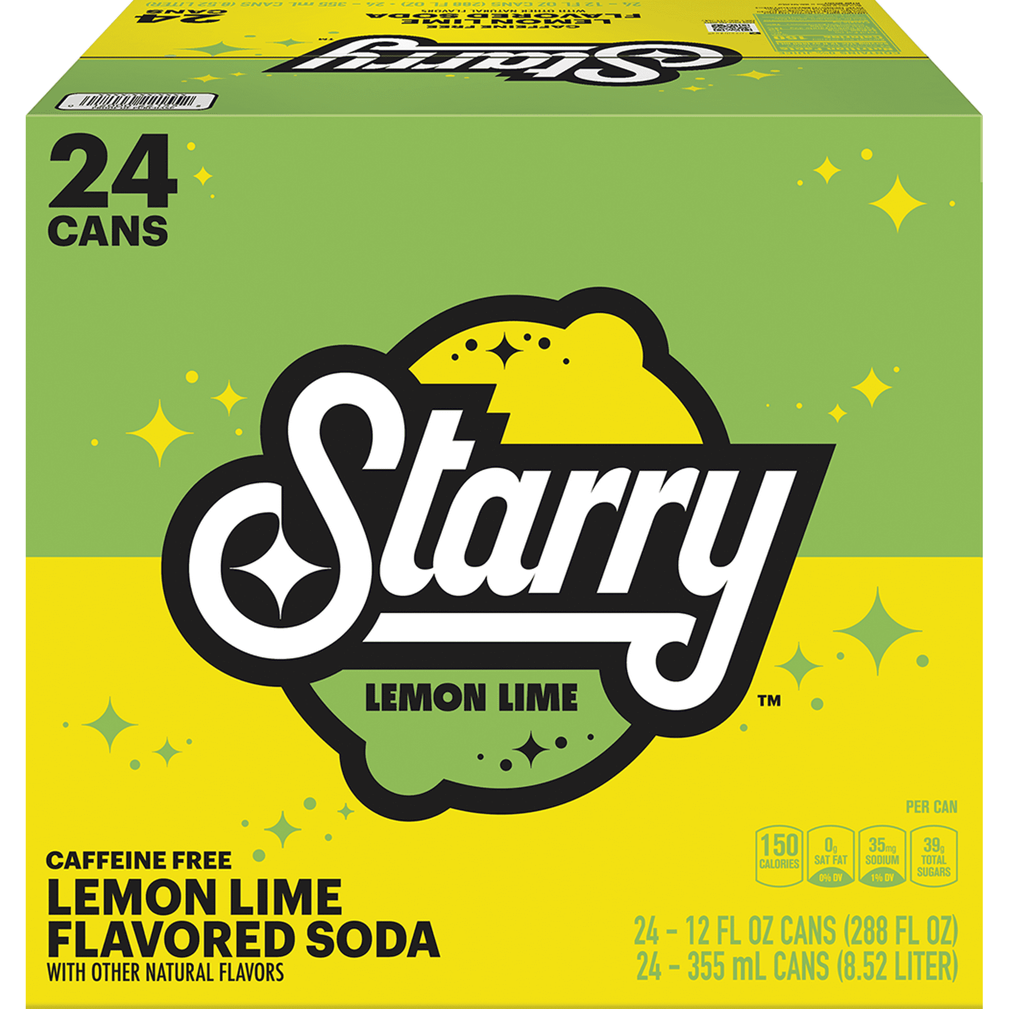 Starry Lemon Lime Soda Pop, 12 fl oz, 24 Pack Cans